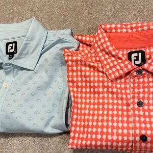Lot of 2 FootJoy Golf Polo Mens XL Blue Orange Geometric Raptor Golf Club NWOT